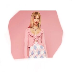 89th & Madison Women's Pink Ruffled Top XL